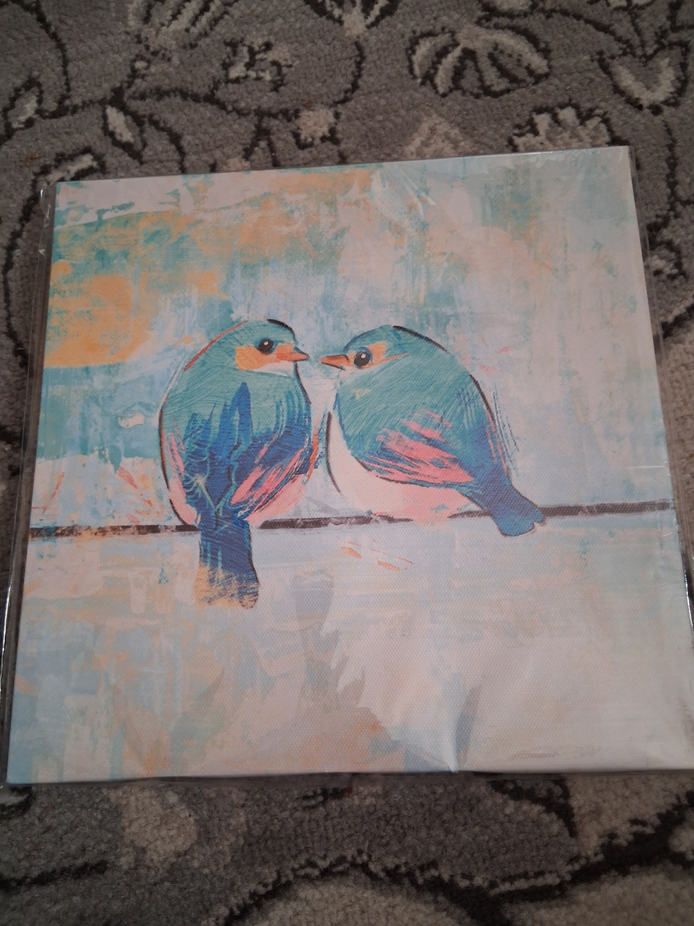 Special Moments Teal and Coral Bird Canvas Art